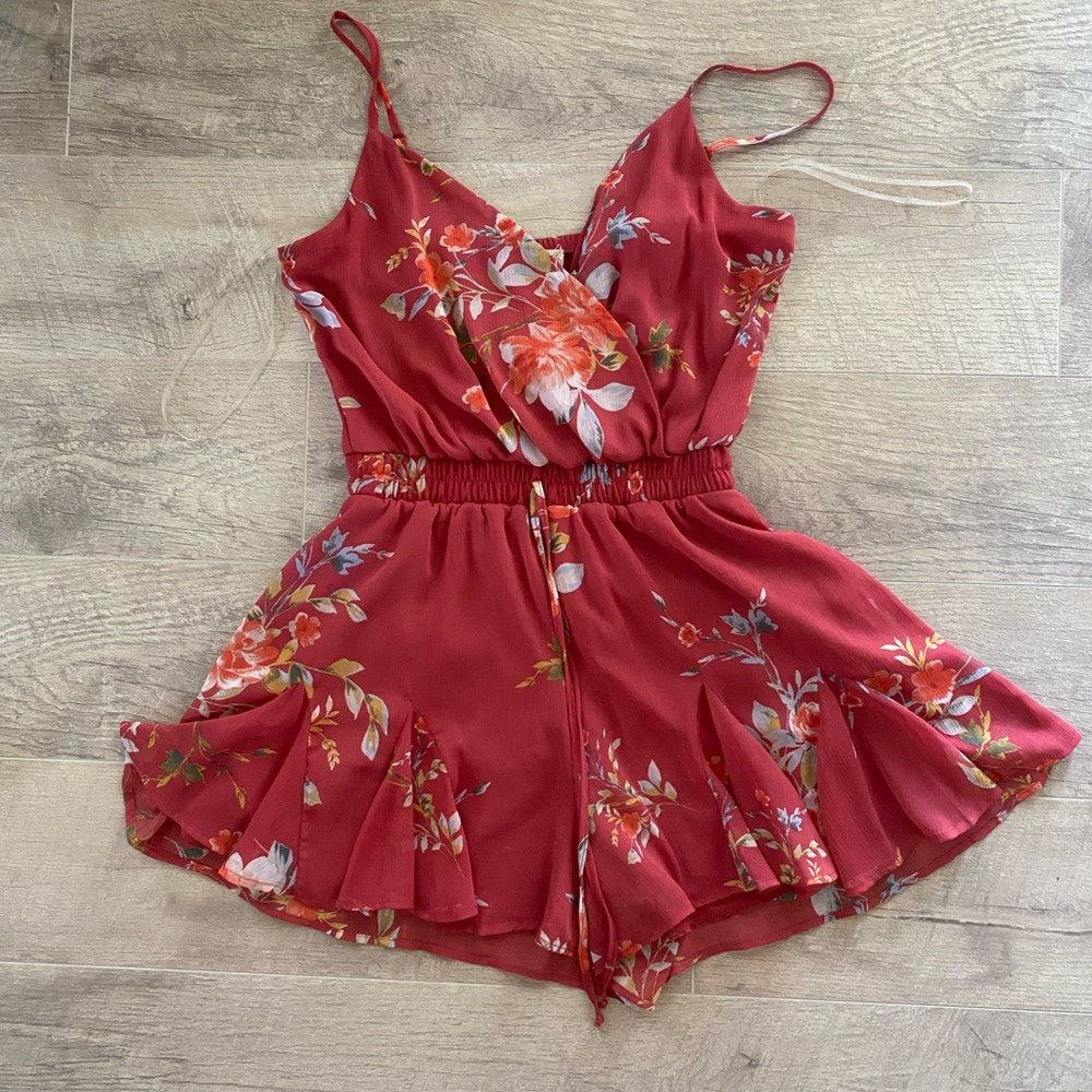 Floral shorts romper